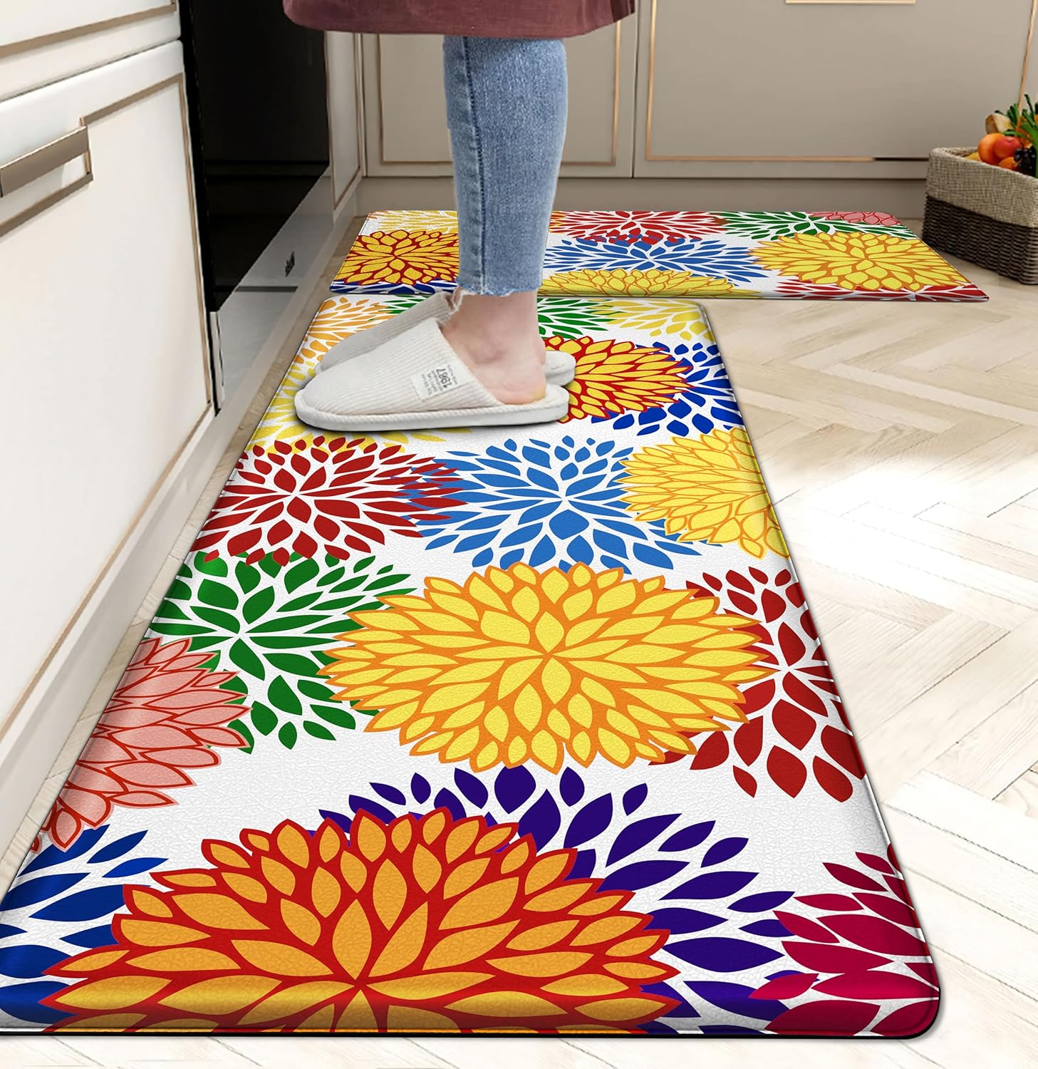 Cushioned Anti Fatigue Kitchen Mats Set of 2 for Comfort