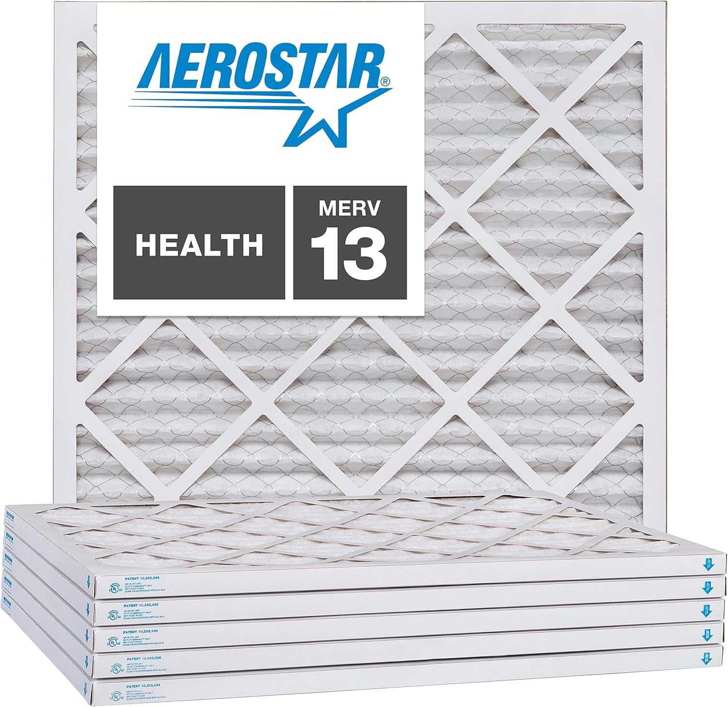 Aerostar Pleated Air Filter 21 1/4x21 1/4x1 MERV 13 Box of 6