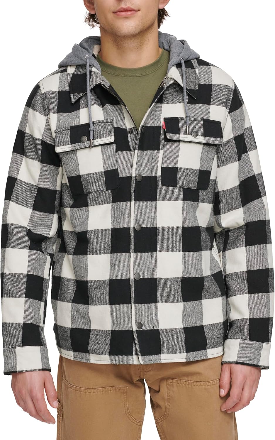 Levi's Plaid Sherpa Lined Hooded Shirt Jacket for Men