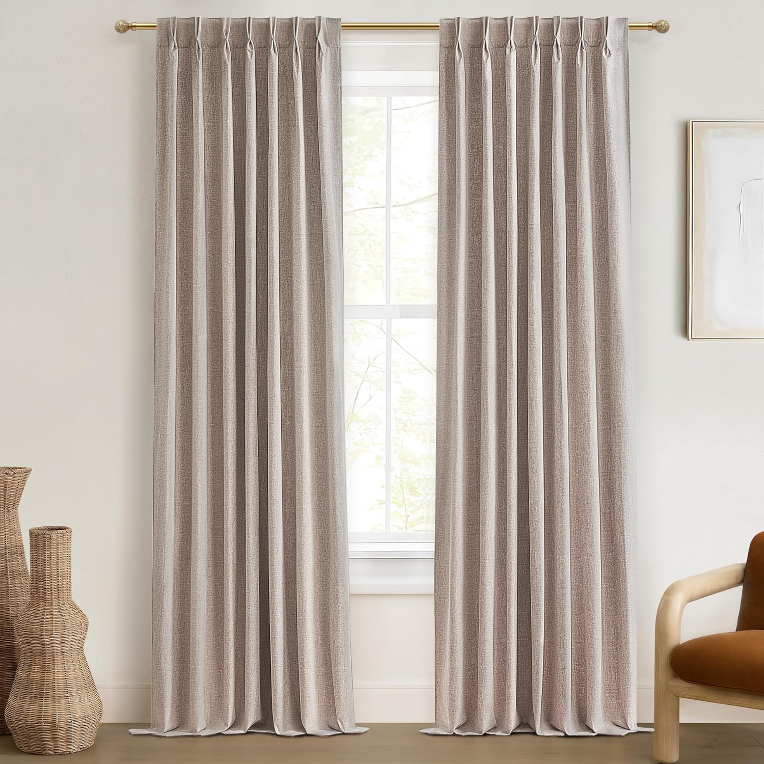 Pinch Pleated Curtains 108 Inches Long for Bedroom Decor