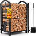 Firewood Rack with Tools Set - Vertical Log Holder for Indoor/Outdoor