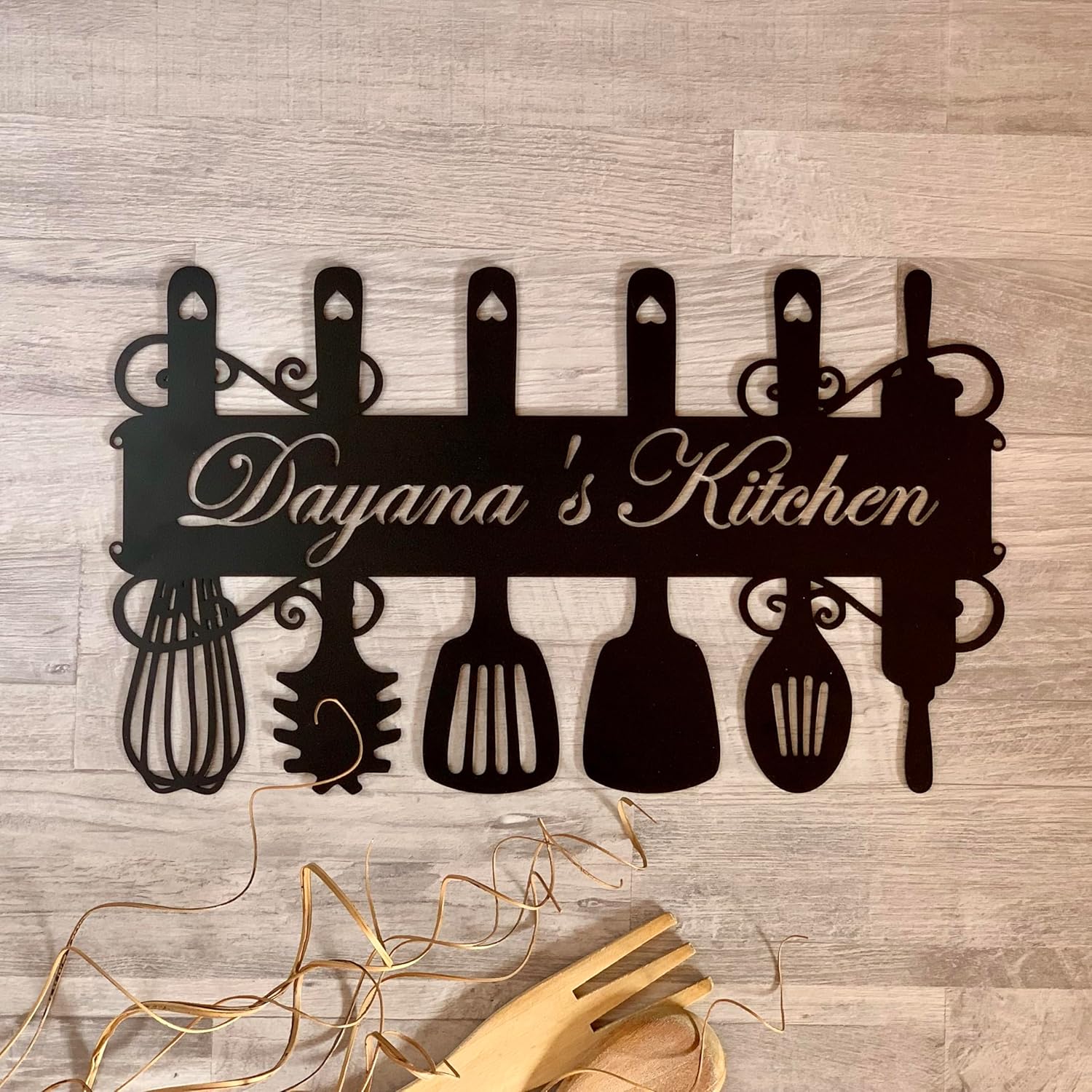 Custom Kitchen Sign with Name for Personalized Wall Decor
