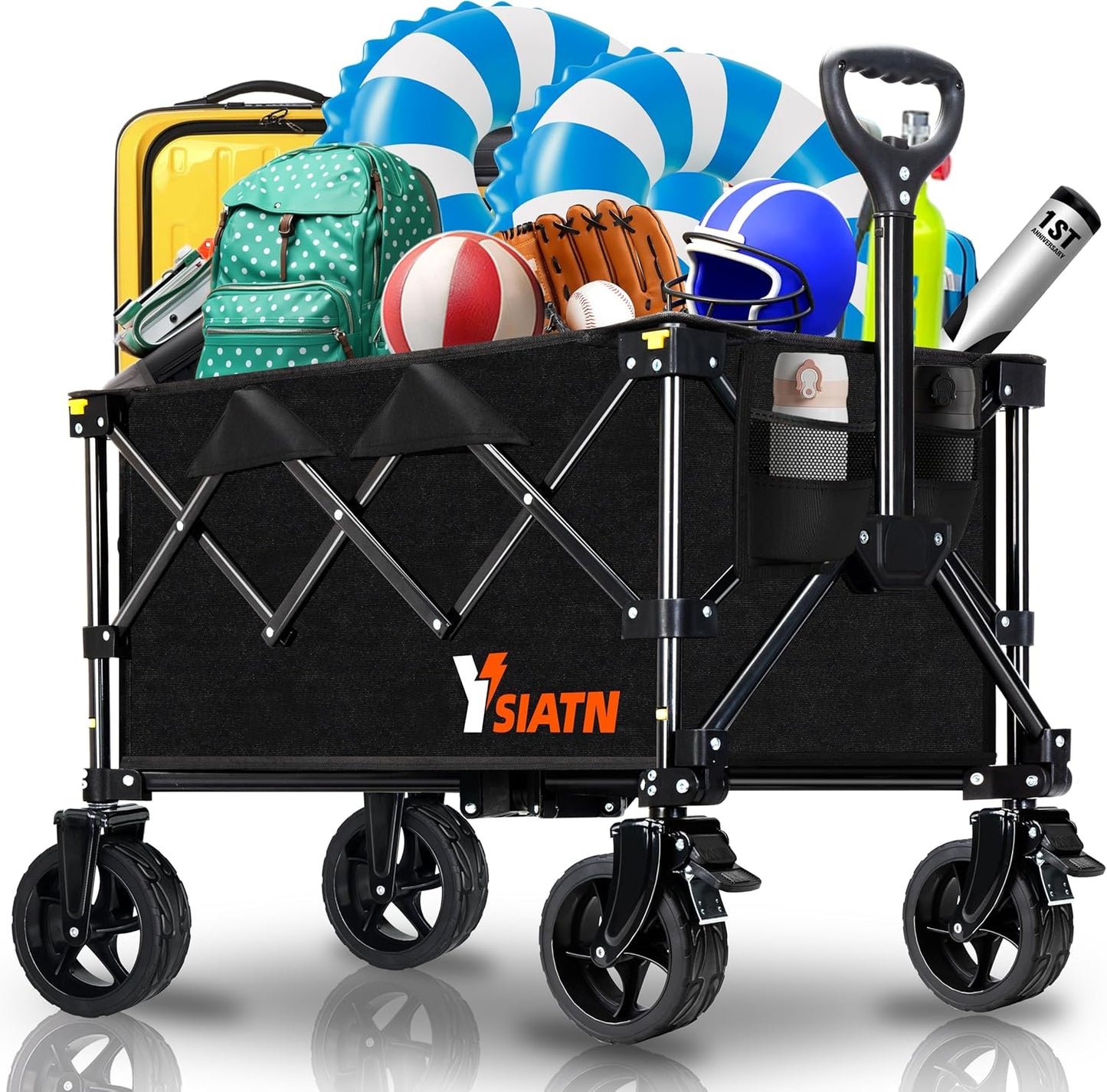 Collapsible Wagon Cart with All Terrain Wheels for Shopping