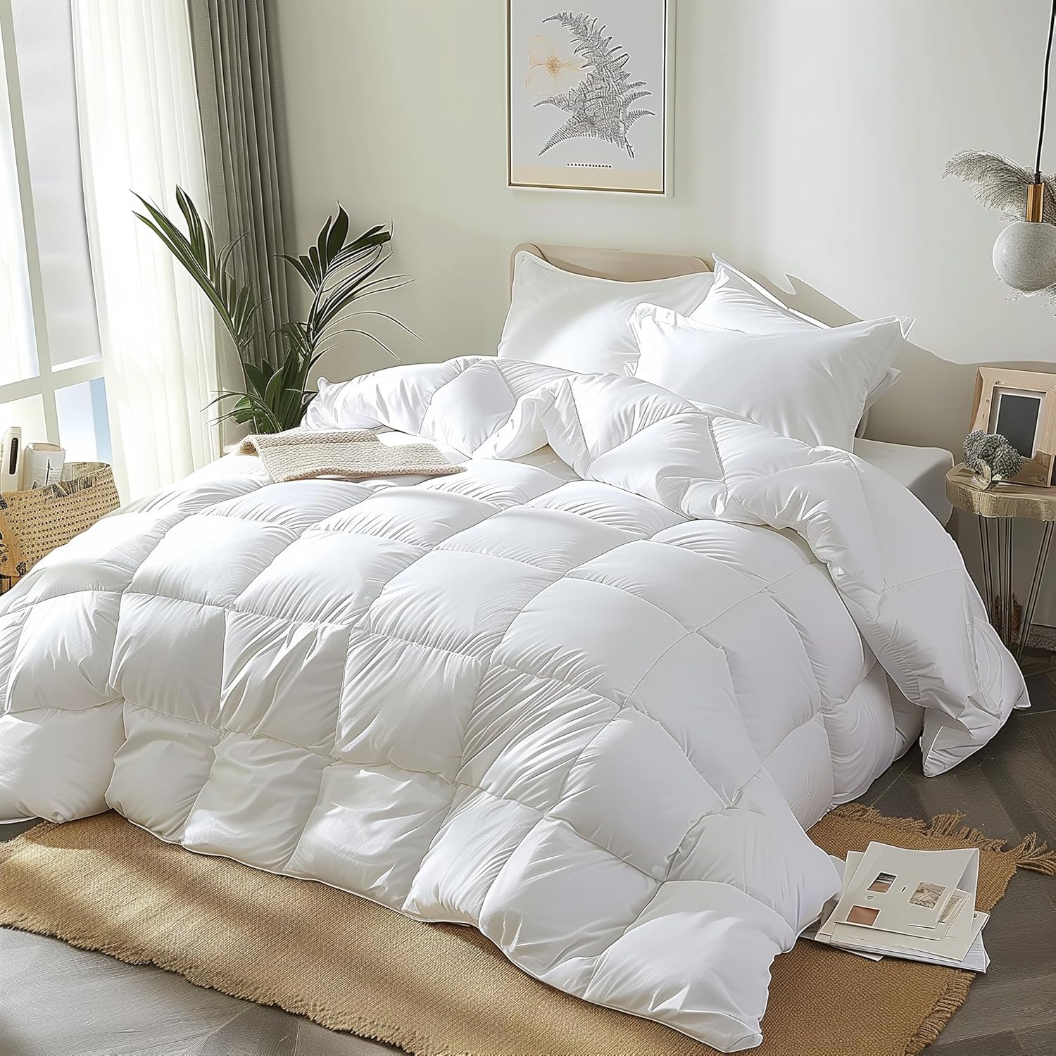 Goose Feather Down Fiber Comforter for Year-Round Luxury Sleep
