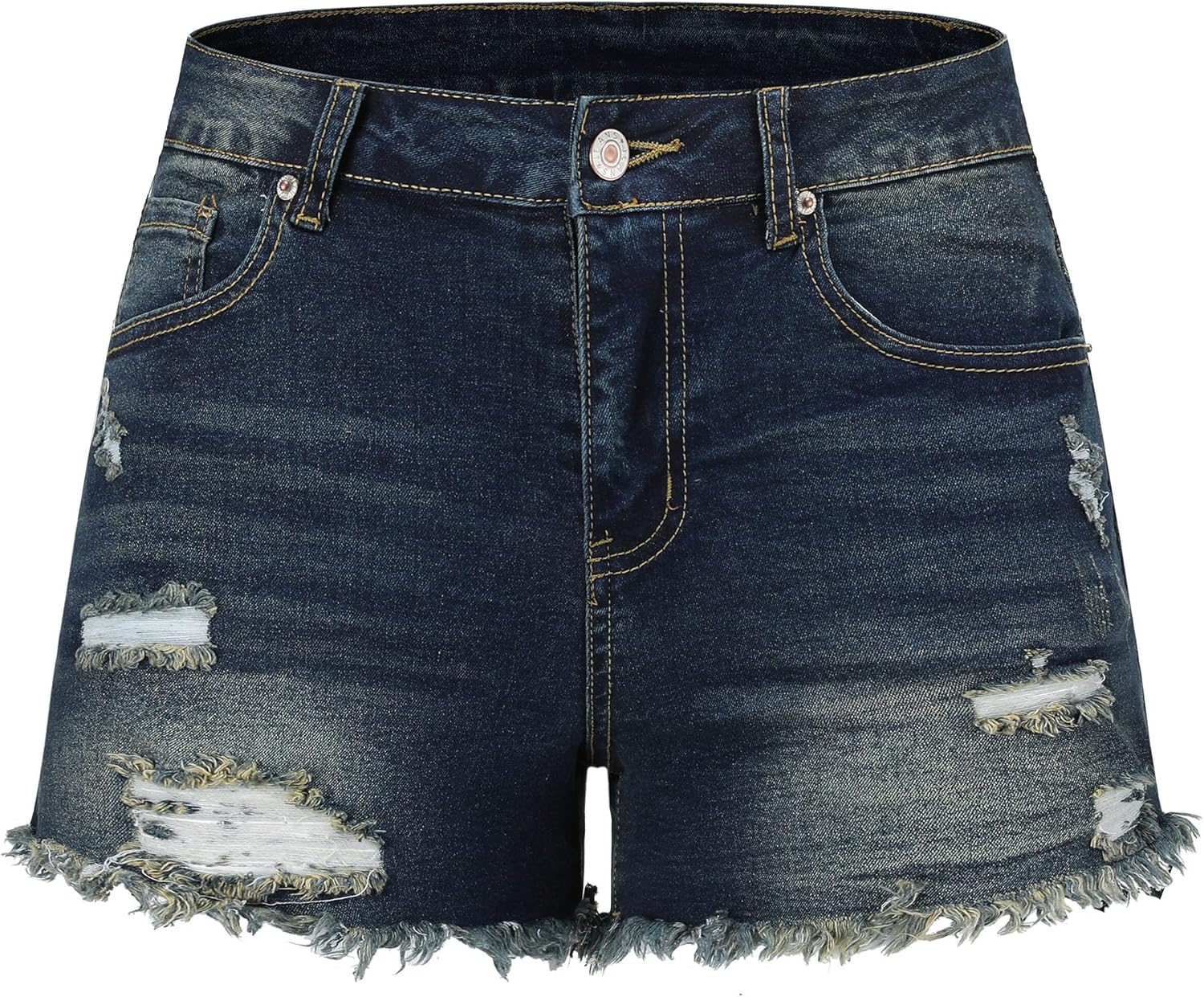Mid Rise Ripped Stretchy Jeans Shorts for Women Casual Wear