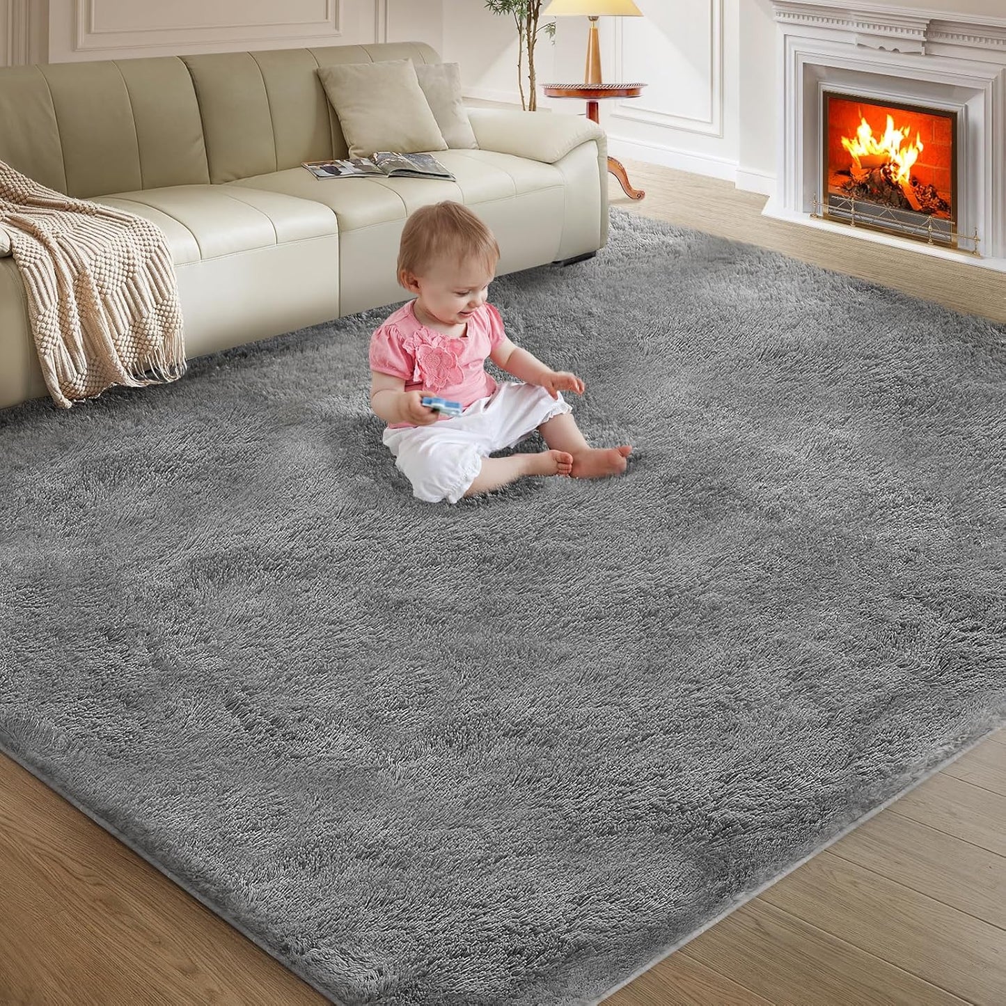 5X8 Ultra Soft Rug for Living Room, Fluffy Shag Area Rug