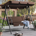 Patio Swing Front Porch Swing for Adults 3 Seat - Adjustable Canopy