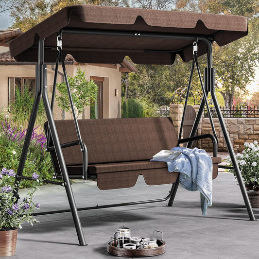 DWVO Patio Swing for Adults - 3 Seat Adjustable Canopy Bench