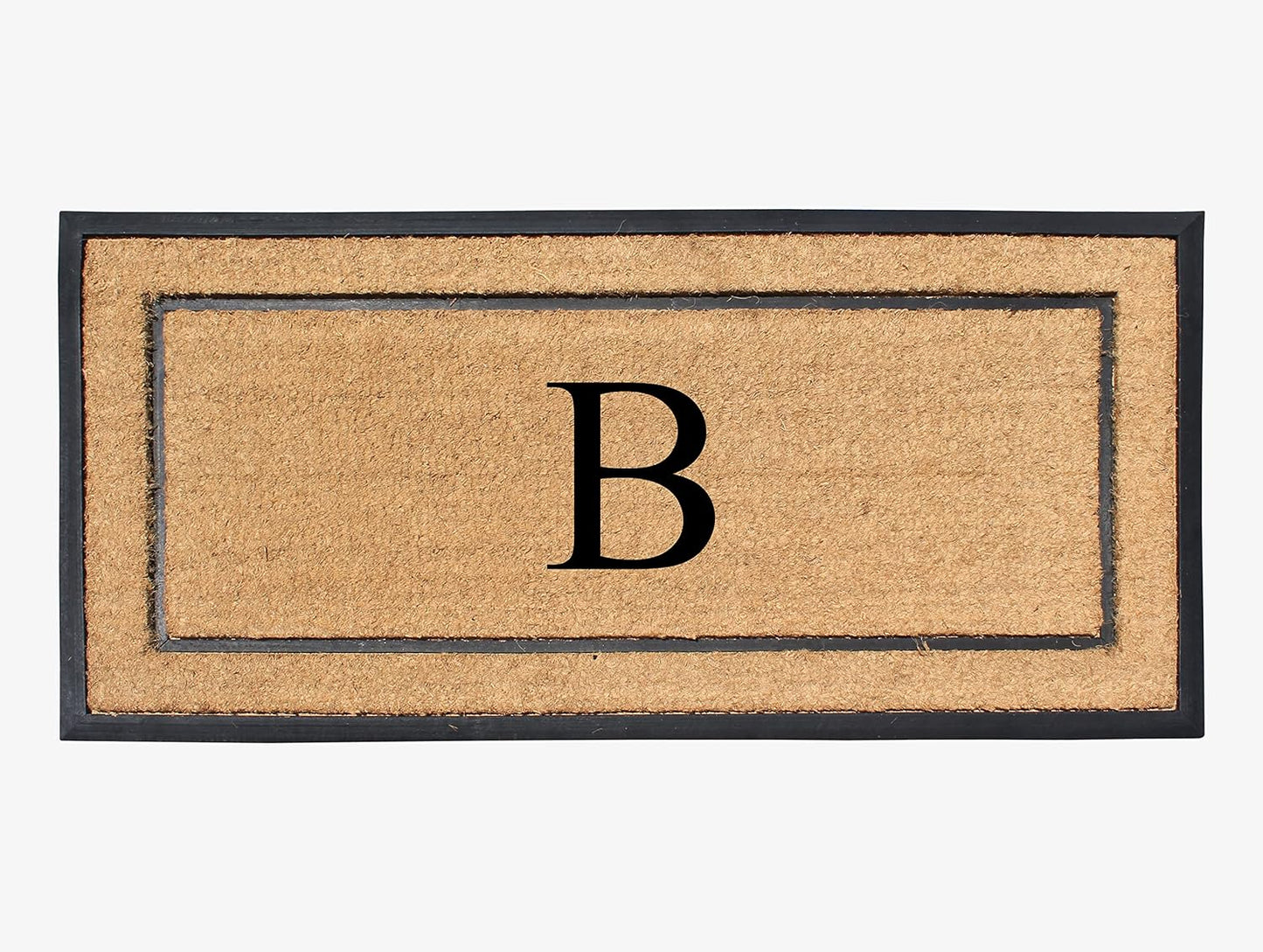 Natural Coir & Rubber Large Monogrammed Doormat for Entry