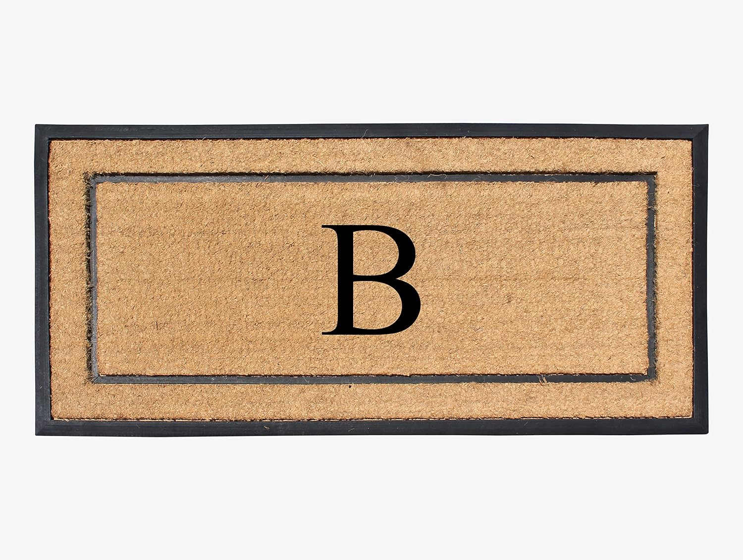 Natural Coir & Rubber Large Monogrammed Doormat for Entry