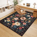 DUKINO 4x6 ft Office Chair Mat Rug - Washable Non Slip Floral