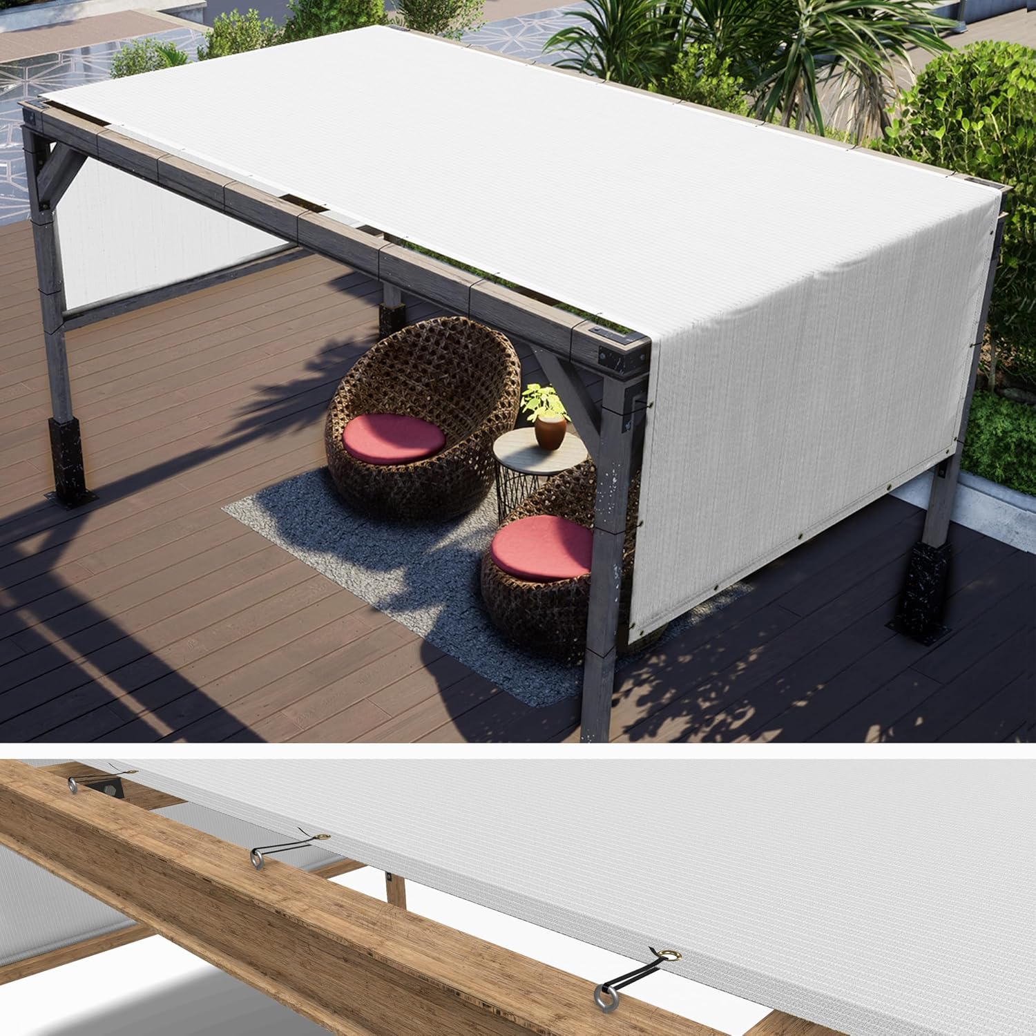 ColourTree 6ft x 9ft Pergola Sun Shade Canopy Replacement Cover