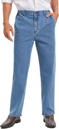voeeron Mens Elastic Waist Jeans Relaxed Fit - Comfortable Formal free