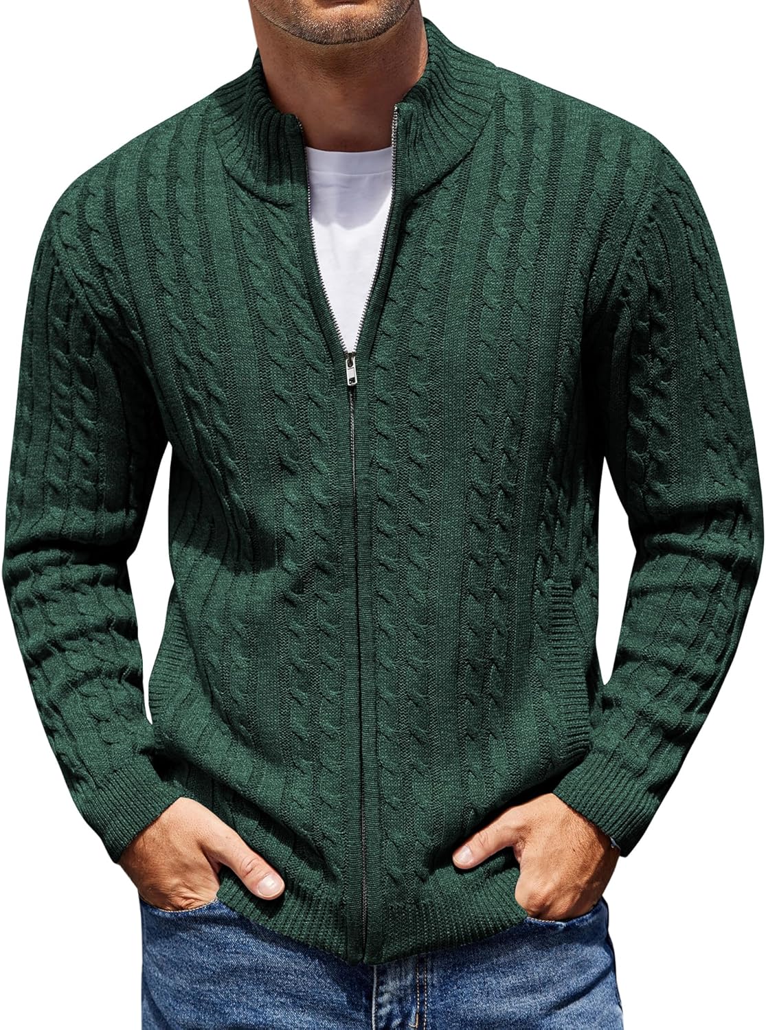 COOFANDY Men's Full Zip Cardigan Sweater for Stylish Comfort