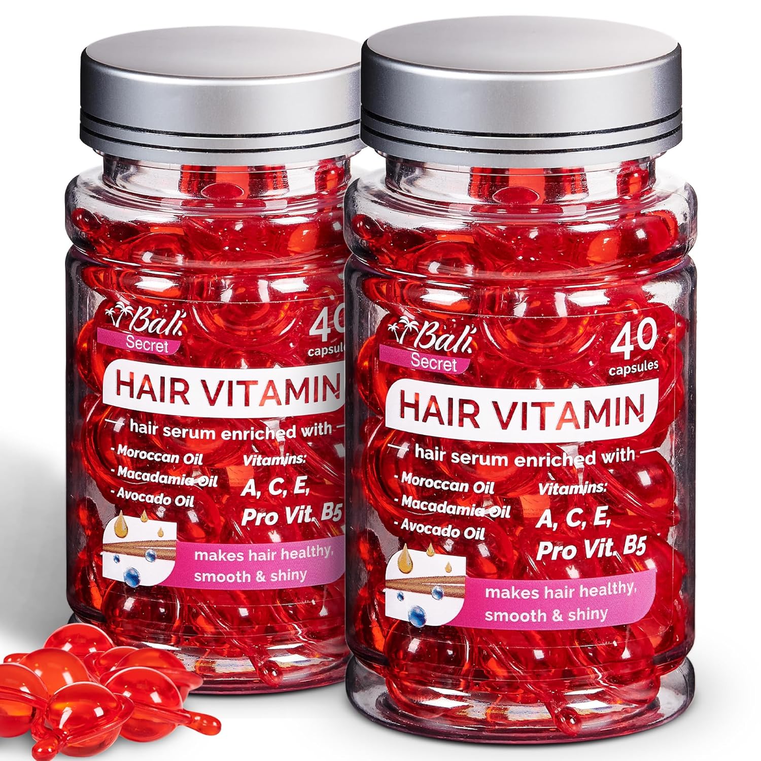 Hussell Hair Serum with Argan Macadamia & Avocado Oils - 80 Caps