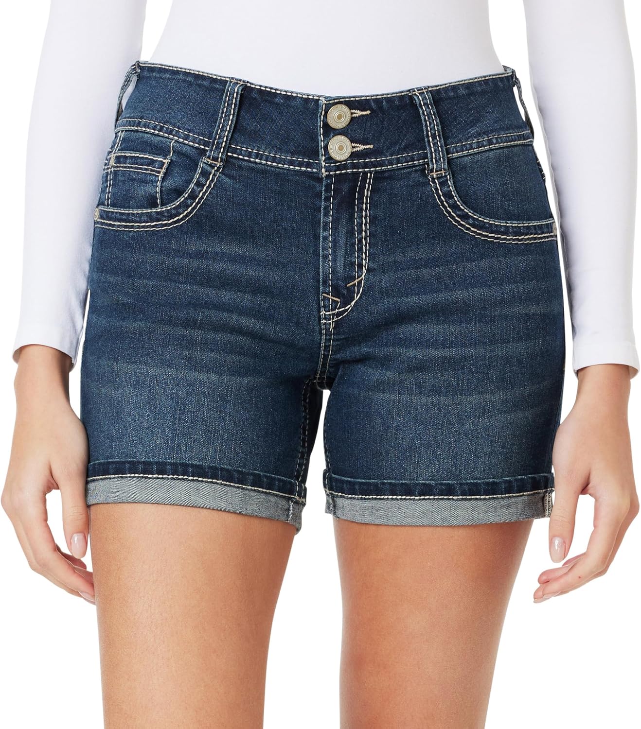 WallFlower Womens Luscious Curvy Mid-Rise Denim Shorts & Bermuda