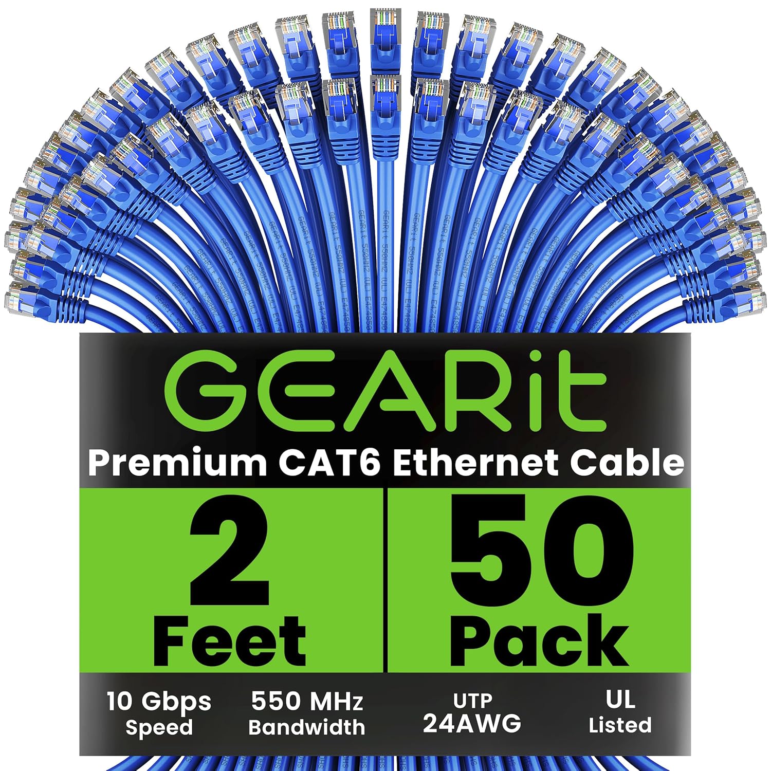 GEARit Cat 6 Ethernet Cable Pack for High-Speed Networking