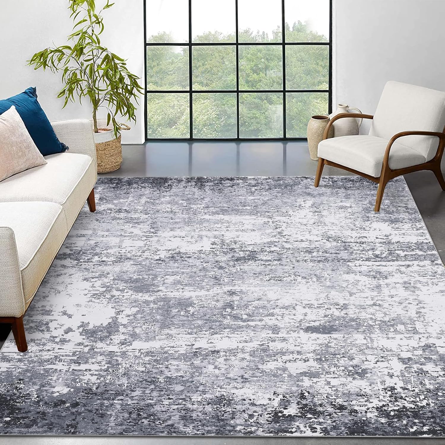 9x12 Modern Abstract Accent Rug for Living Room and Bedroom