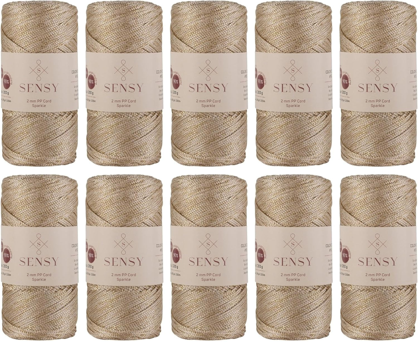 10 Skeins of 2mm Sparkle Polyester Rope for Crafting Projects