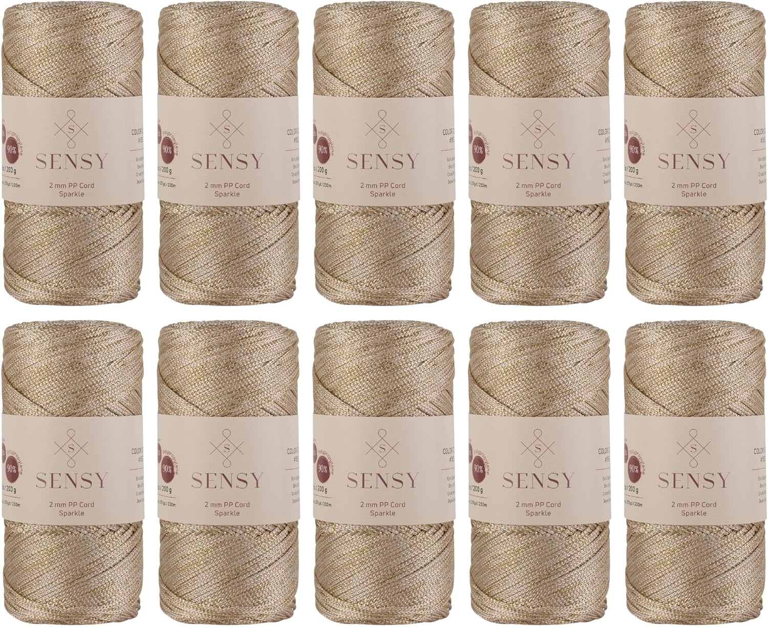 10 Skeins of 2mm Sparkle Polyester Rope for Crafting Projects