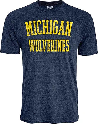 Blue 84 Men's Tri-Blend Team Color T Shirt for Wolverines Fans