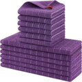 Purple Cotton Kitchen Towels Set 12-Pack - Soft, Super Absorbent