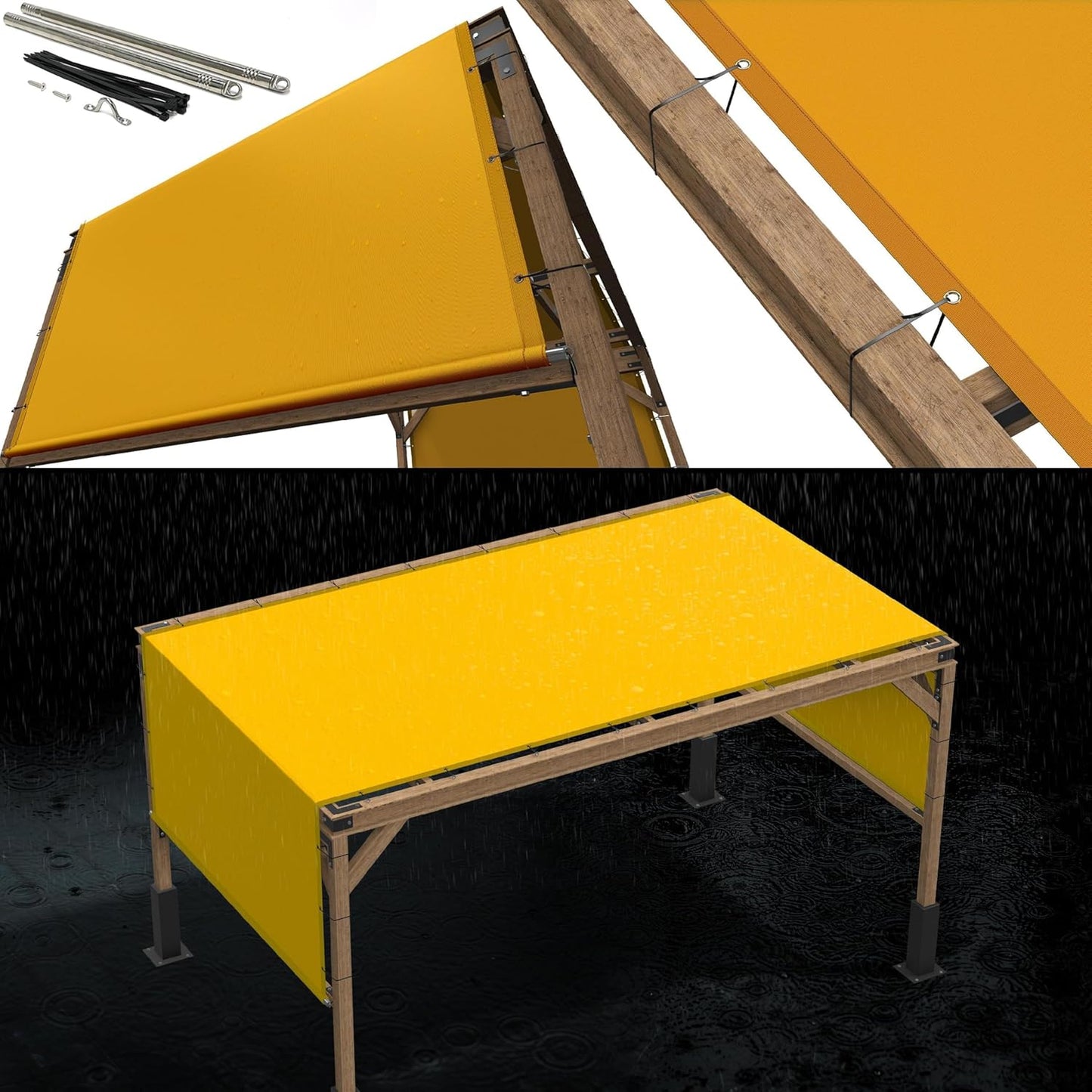 10ft W x 19ft L Yellow Waterproof Pergola Cover for Outdoor Use
