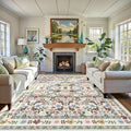 Boho Floral Rug 7x9 Vintage Washable Non-Slip - Soft Low Pile