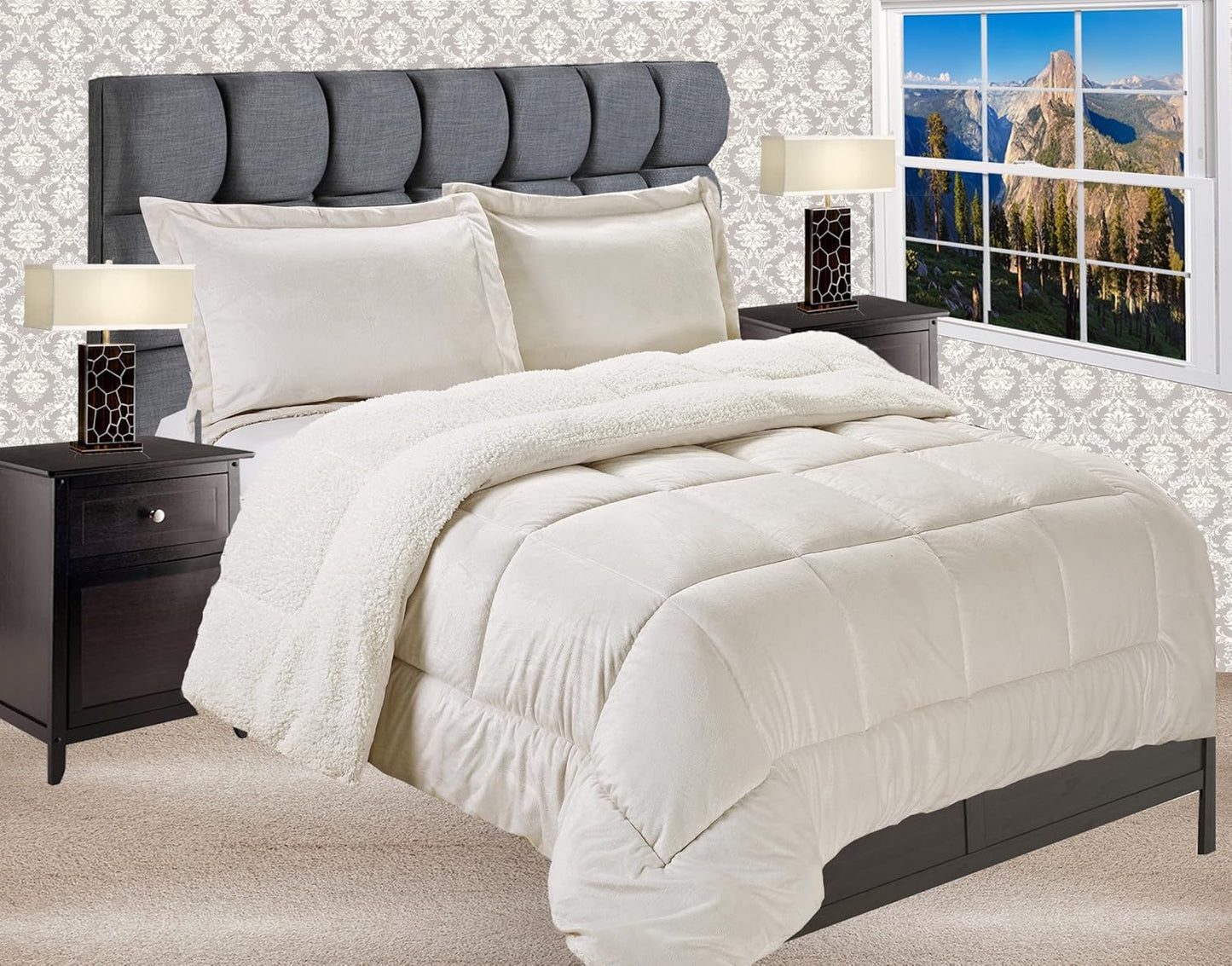 Elegant Comfort Heavy Weight Micromink Sherpa Comforter Set