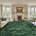Deerly Dark Green Area Rug 9x12 - Soft Non-Slip Vintage Look