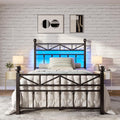 EnHomee 54in Metal Twin Bed Frame with Tall Headboard - LED Accent