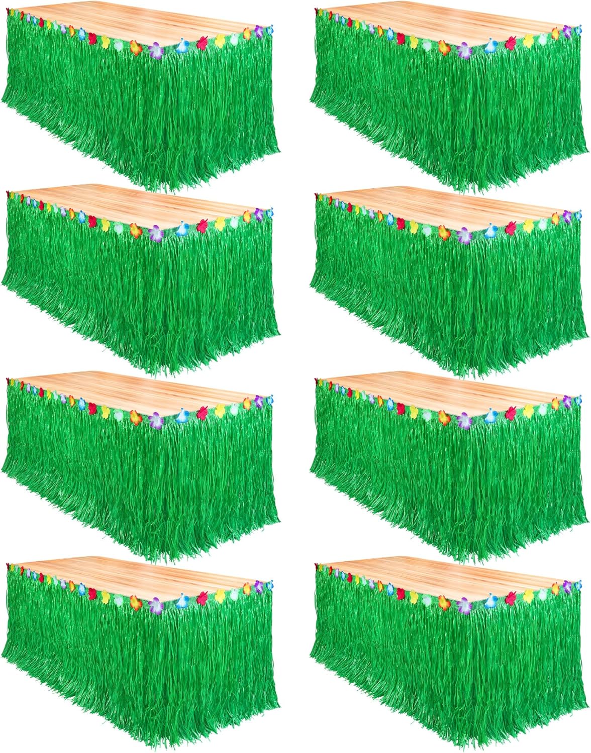 Fovths 8 Pack Luau Grass Table Skirt for Tropical Parties