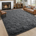 Noahas Large Fluffy Dark Grey 6x9 Area Rug - Thick Soft Shag
