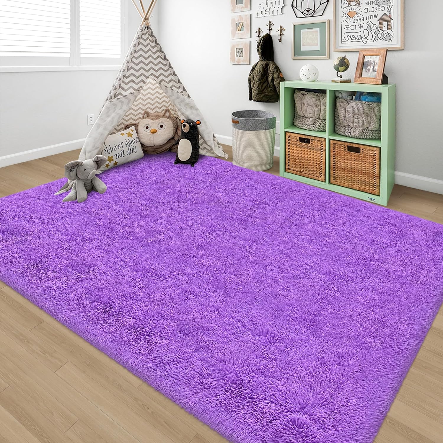 5x8 ft Fluffy Shag Area Rug for Bedroom and Living Room