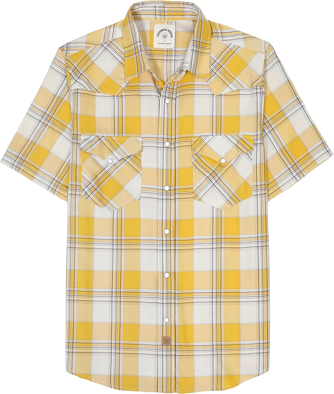 Stylish Mens Short Sleeve Plaid Shirts with Pearl Snaps