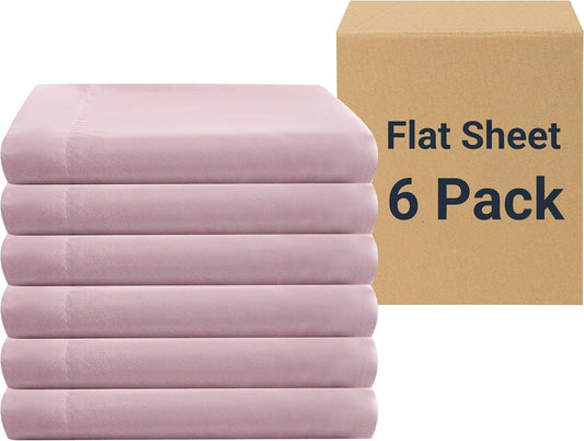 ZPECC Twin Size Flat Sheets 6 Pack for Hotels and Rentals