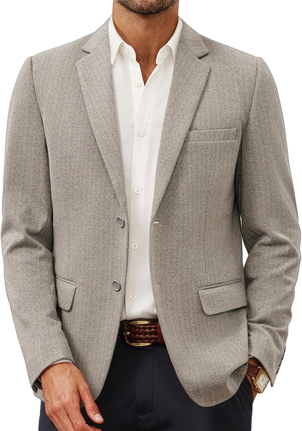 PJ Paul Jones Men's Herringbone Blazer Jacket for Casual Style