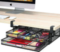 Clamp-On Under Desk Drawer Organizer - Dual Slide Out Drawers