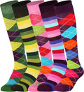 Mysocks Unisex Knee High Long Socks Argyle - Comfortable Colorful Fit