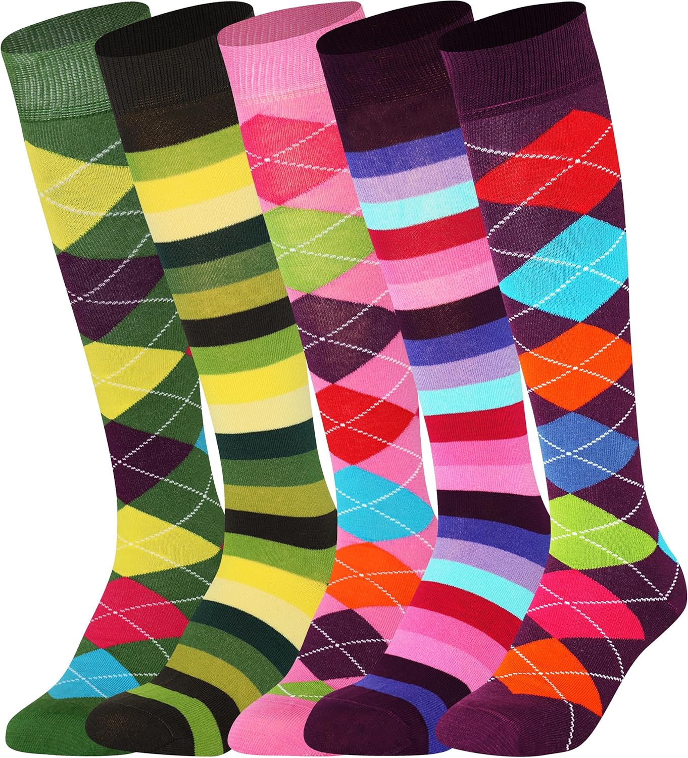 Mysocks Unisex Knee High Long Argyle Socks for All Occasions