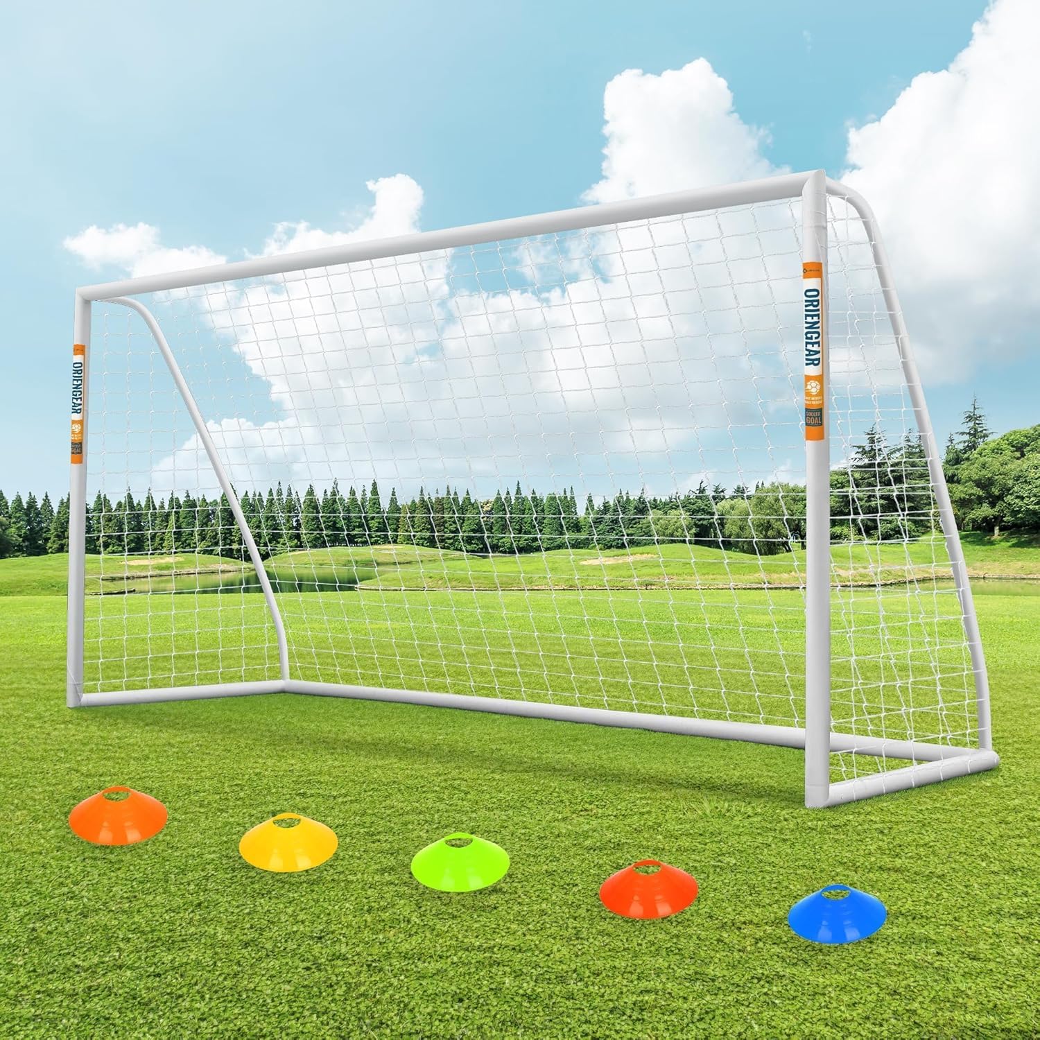 ORIENGEAR Soccer Goal for Backyard with Training Discs and Carry Bag