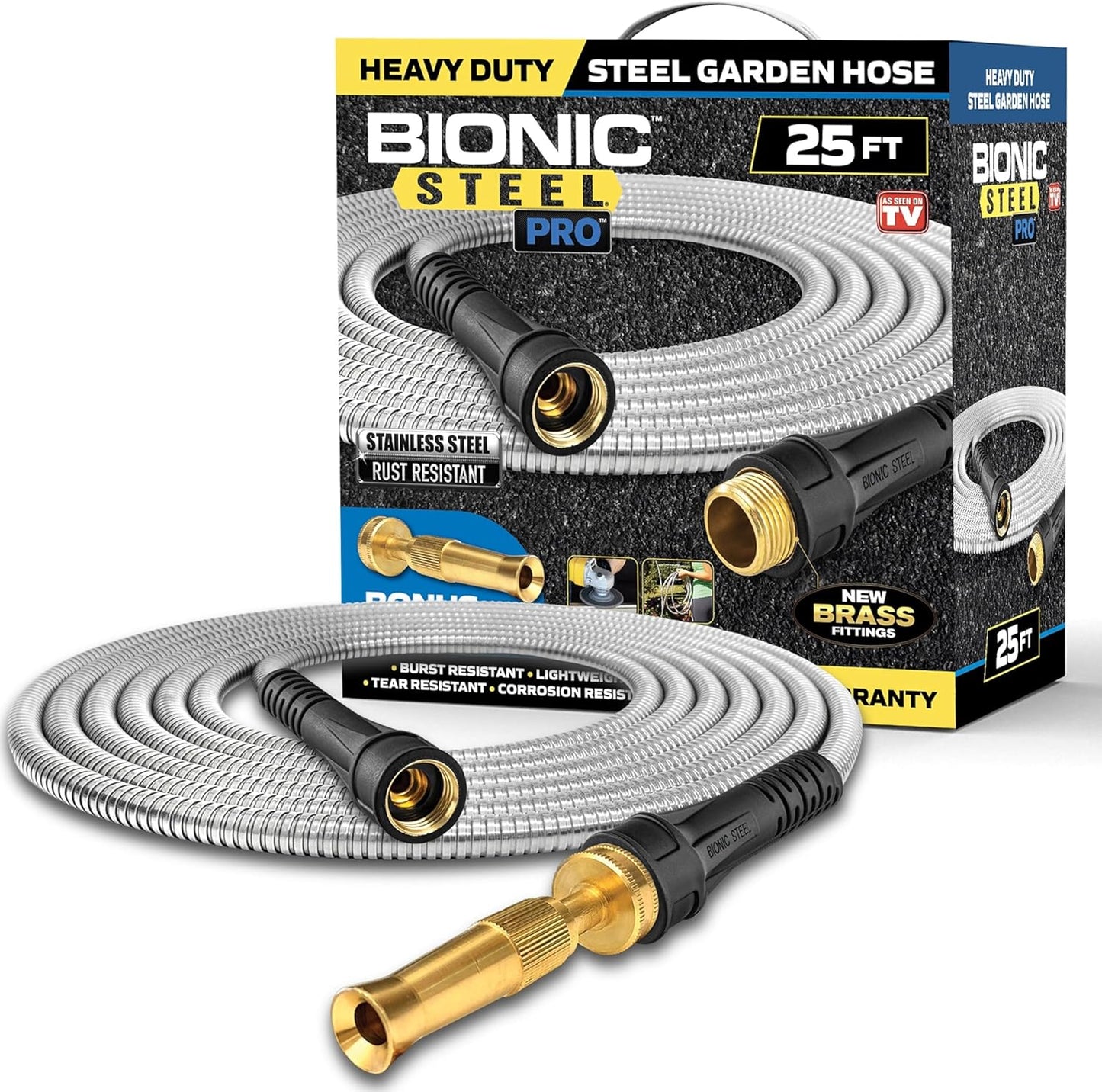 Bionic Steel Pro 25 FT Garden Hose - Durable and Kink Free