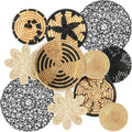 Boho Wall Basket Set 11 Pcs - Woven Bulrush Hanging Decor
