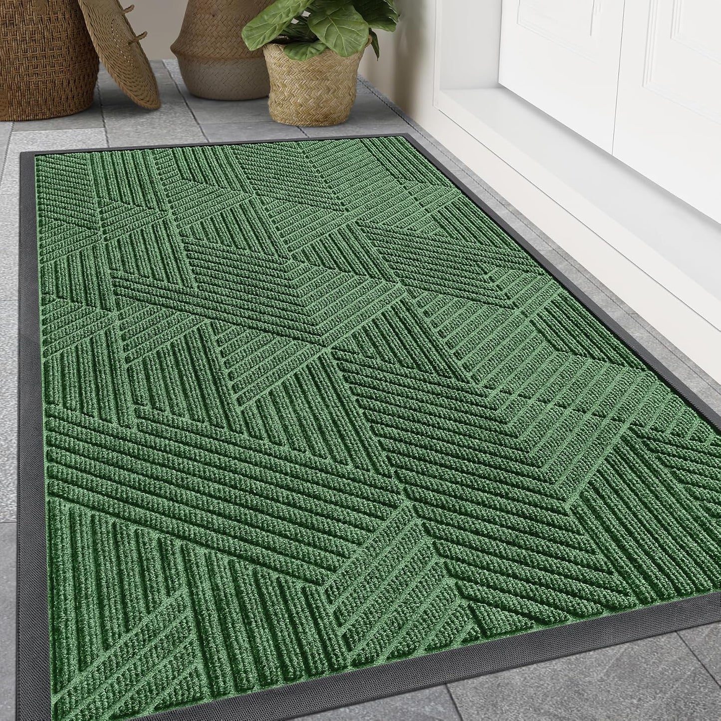 Smiry Heavy Duty Natural Rubber Doormat for Indoor Outdoor Use