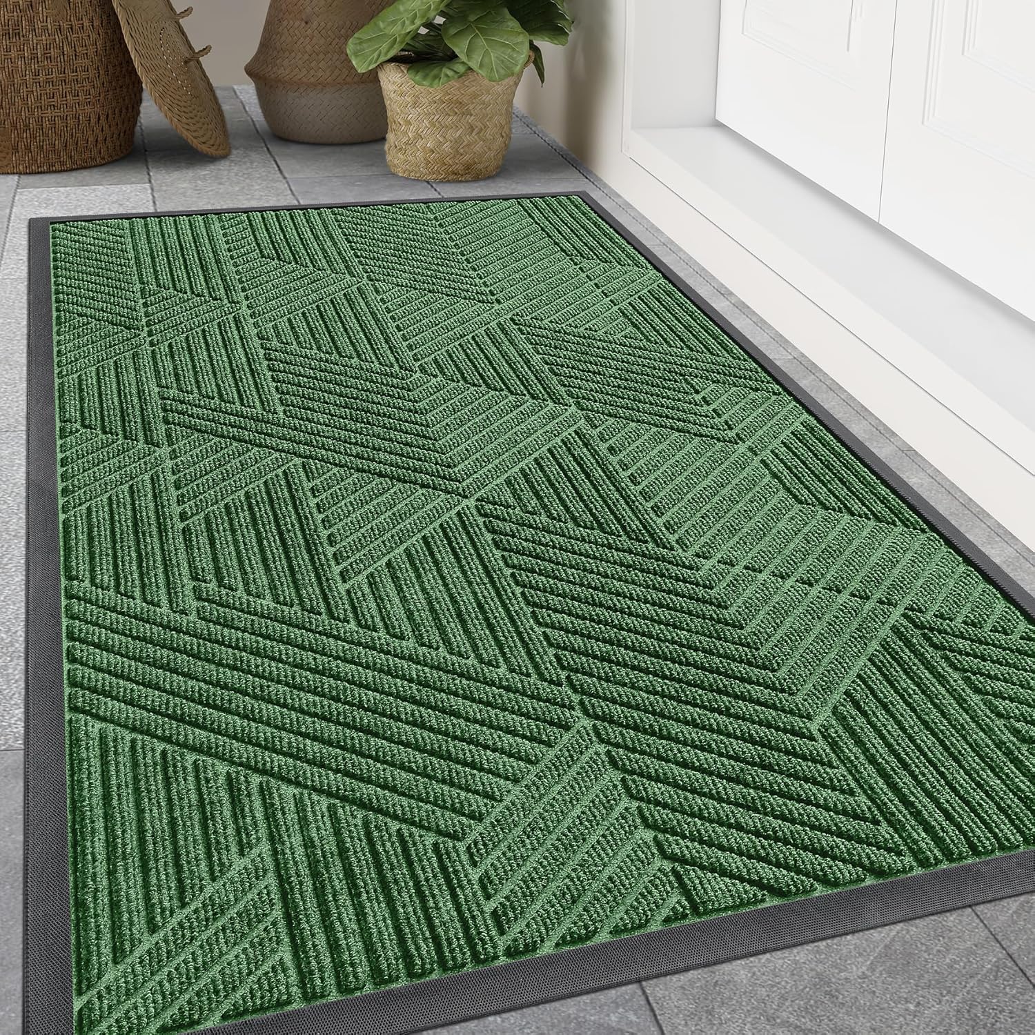 Smiry Heavy Duty Natural Rubber Doormat for Indoor Outdoor Use