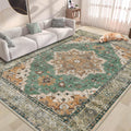 Area Rug 5x7 Vintage Medallion Rug - Washable Low Pile Distressed