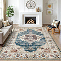HOMORE Area Rug 4x6 Washable Boho Rug - Soft Faux Wool Accent