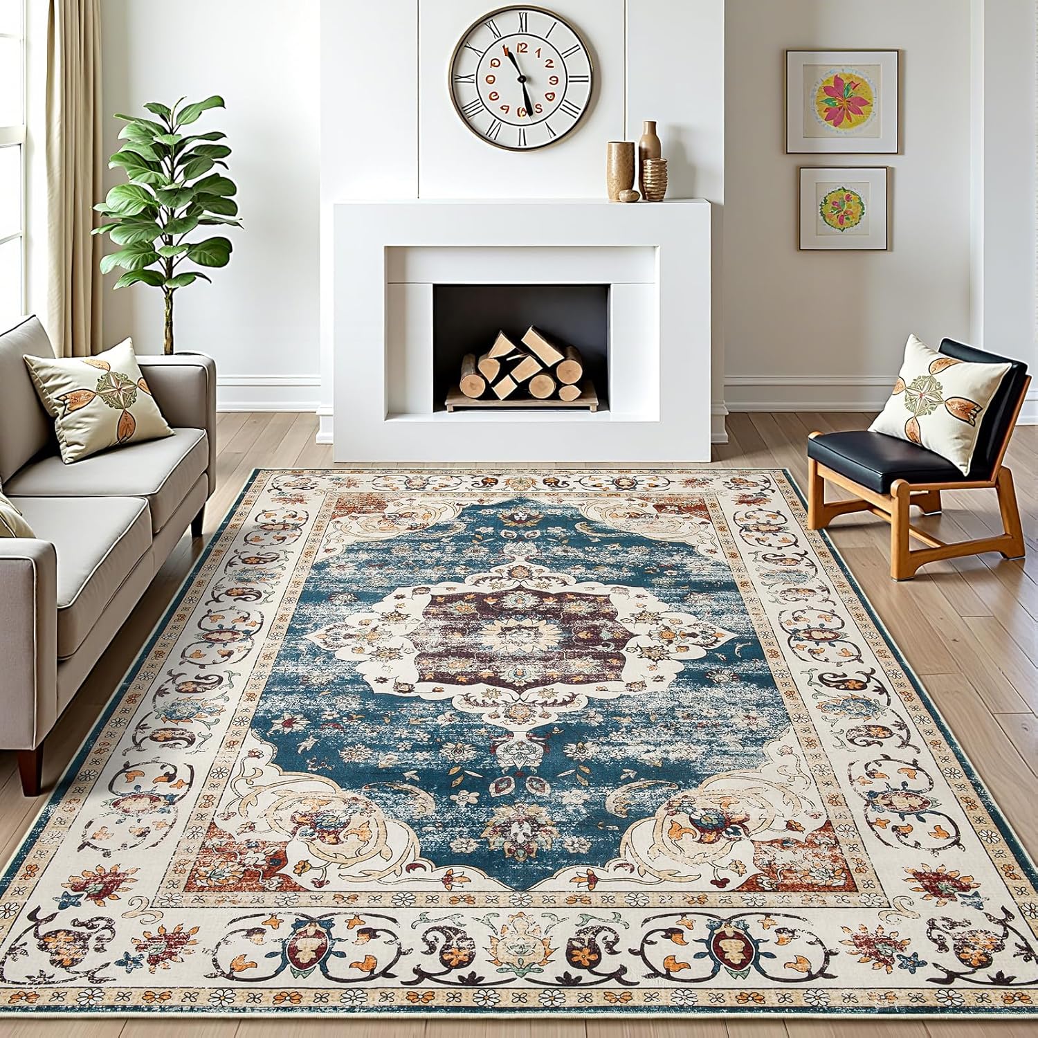 HOMORE Area Rug 4x6 Washable Non Slip Boho Rug for Living Room