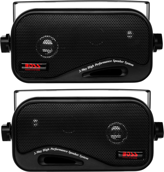 Powerful 200W BOSS 3 Stereo Speakers - Indoor/Outdoor/Marine - Pair