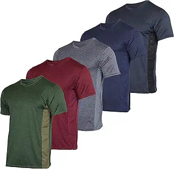 Mens V-Neck Dry-Fit Moisture Wicking Active T-Shirt Pack